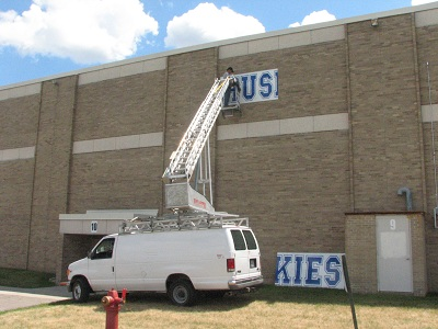 Letters on building install installation